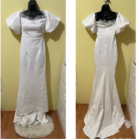 Elegant Off-Shoulder White mermaid Gown Wedding dress NEW - Picture 5 of 5